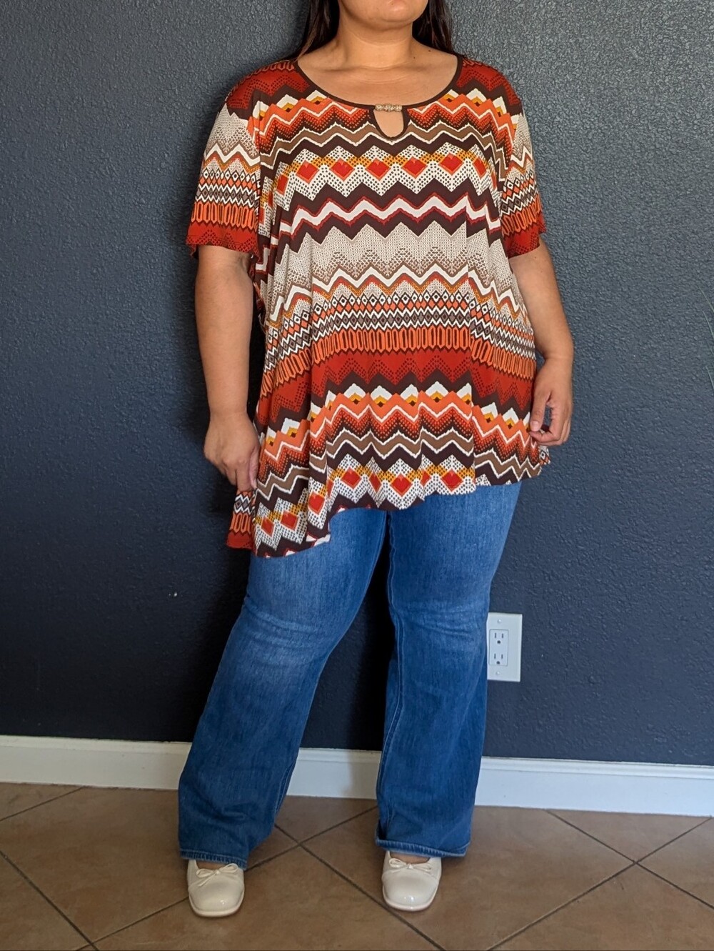 Cato Woman Sunset Pattern Top